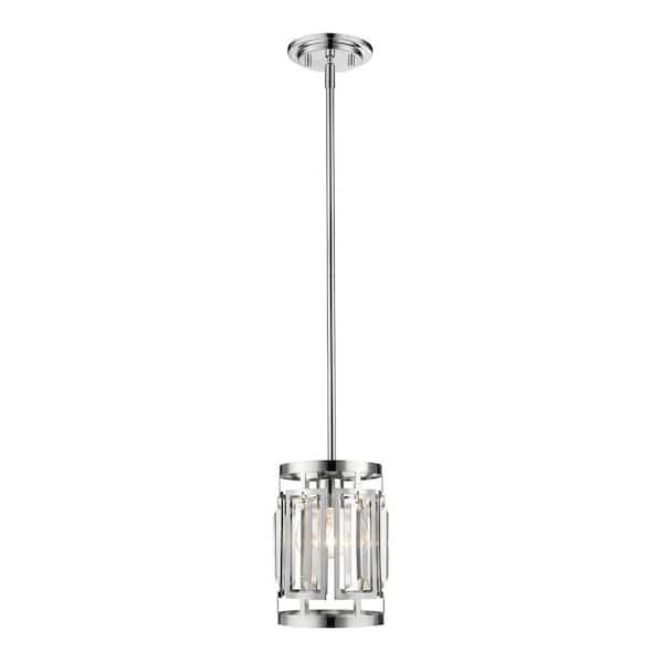 Unbranded Mersesse 1-Light Chrome Shaded Pendant Light with Chrome and Crystal Shade with No Bulb Included