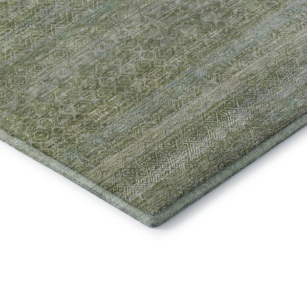 Mayfield Premium Machine Washable Abstract AMF2105 Sage 3 ft. x 4 ft. Area Rug