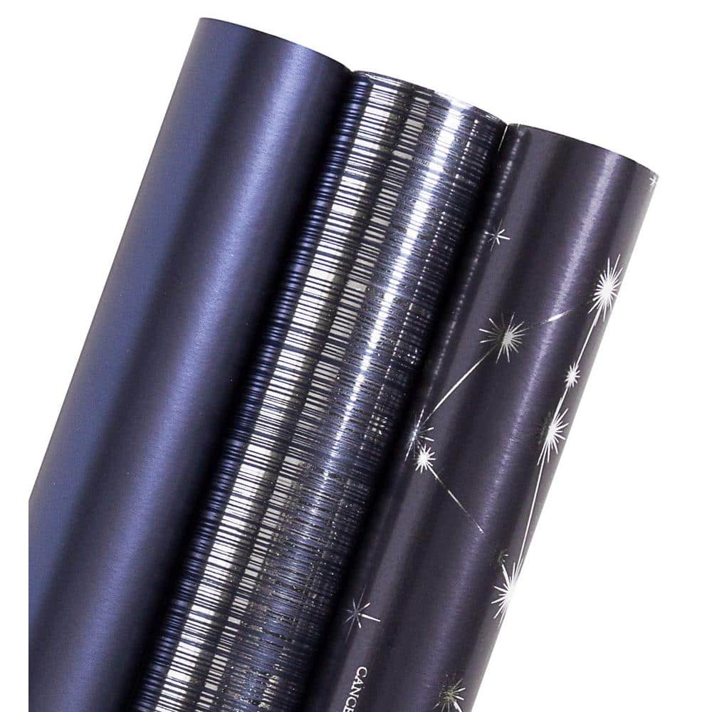 3 Roll 30 in. x 120 in. Wrapping Paper Roll, Silver Wrapping Paper for Birt