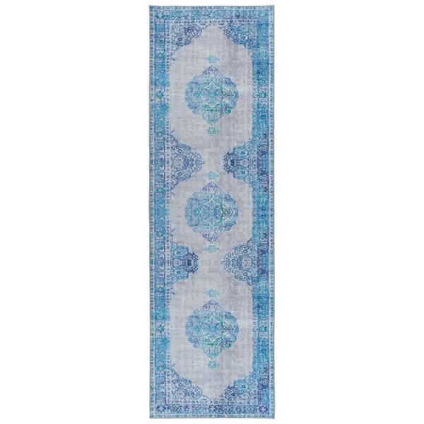 Kaleen Boho Patio Blue 2 ft. 3 in. x 7 ft. 6 in. Indoor/Outdoor Runner
