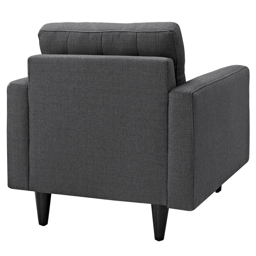 Gray Leather Deep Tufted Modern Armchair