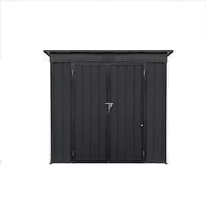 6 ft. W x 4 ft. D Metal Storage Black Shed with Double Door, Sloping Roof, Shutter Vents for Tools, Garden (24 sq. ft.)