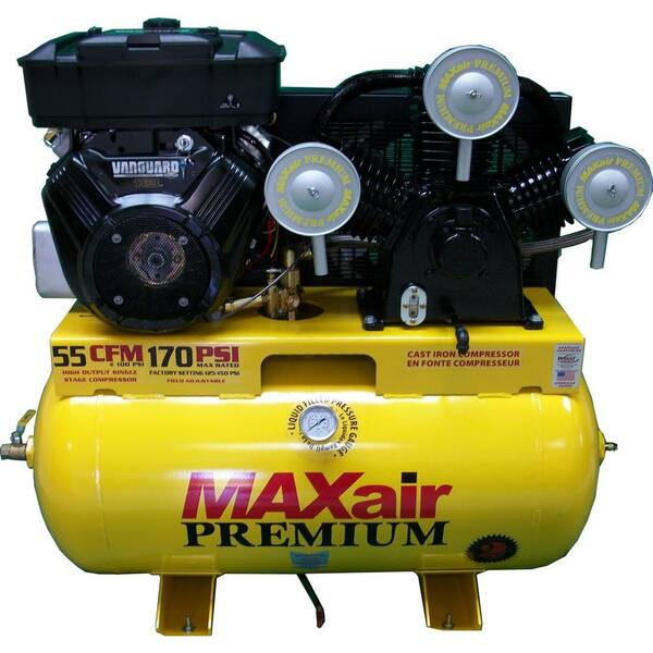 Maxair 55 Gal. Premium Industrial Truck Mount 18 HP Vanguard V-Twin Electric Start Air Compressor Gas Powered Air Compressor