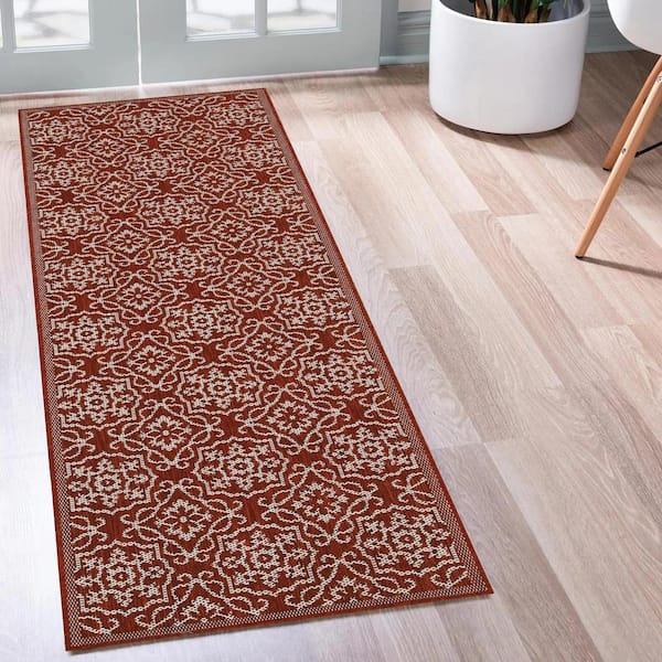 Eliza Red 2 ft. x 8 ft. Indoor/Outdoor Area Rug