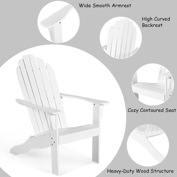 White Wood Adirondack Chair Ck70, Mainstays Outdoor Wood Adirondack Chair Black And White