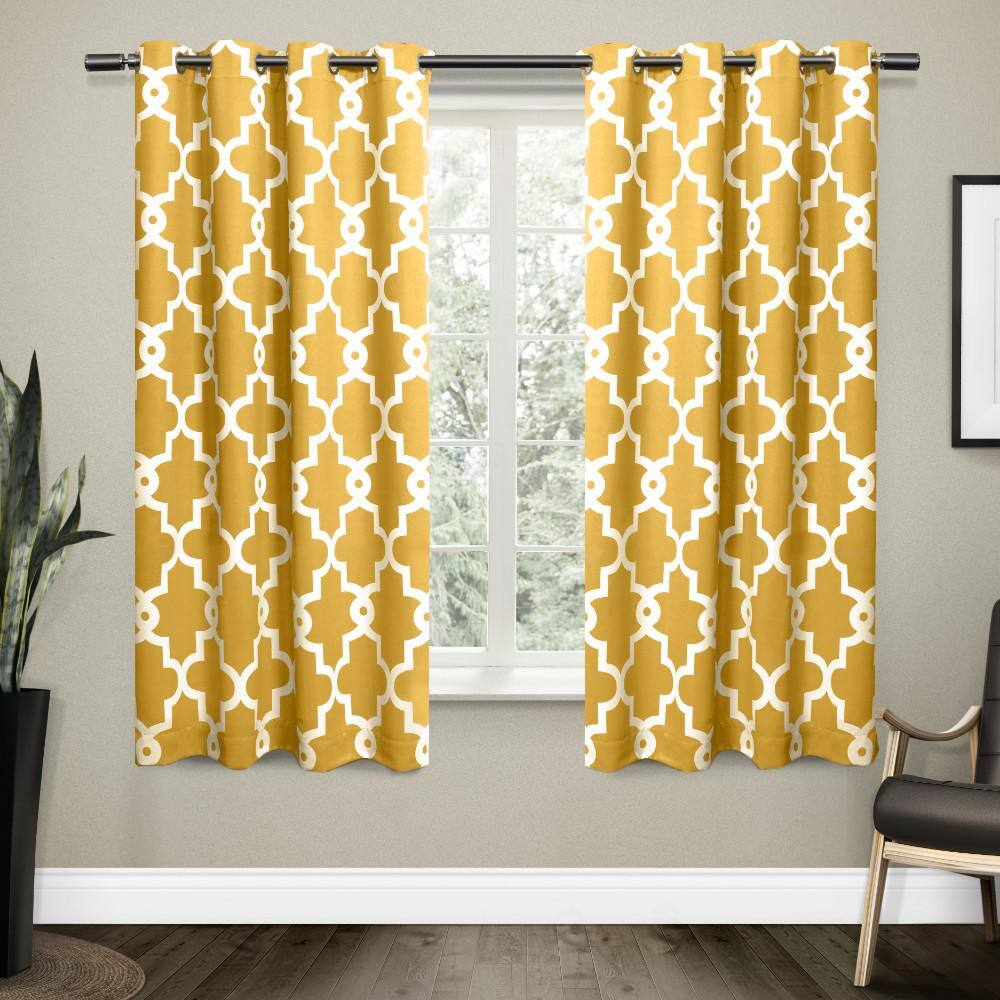 EXCLUSIVE HOME Ironwork Sundress Yellow Woven Trellis 52 in. W x 63 in ...