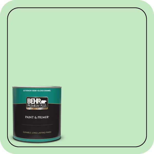 BEHR PREMIUM PLUS 1 qt. #450A-3 Mountain Mint Semi-Gloss Enamel Exterior Paint & Primer