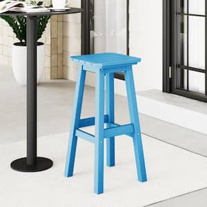Laguna 29 in. HDPE Plastic All Weather Backless Square Seat Bar Height Outdoor Bar Stool in Pacific Blue