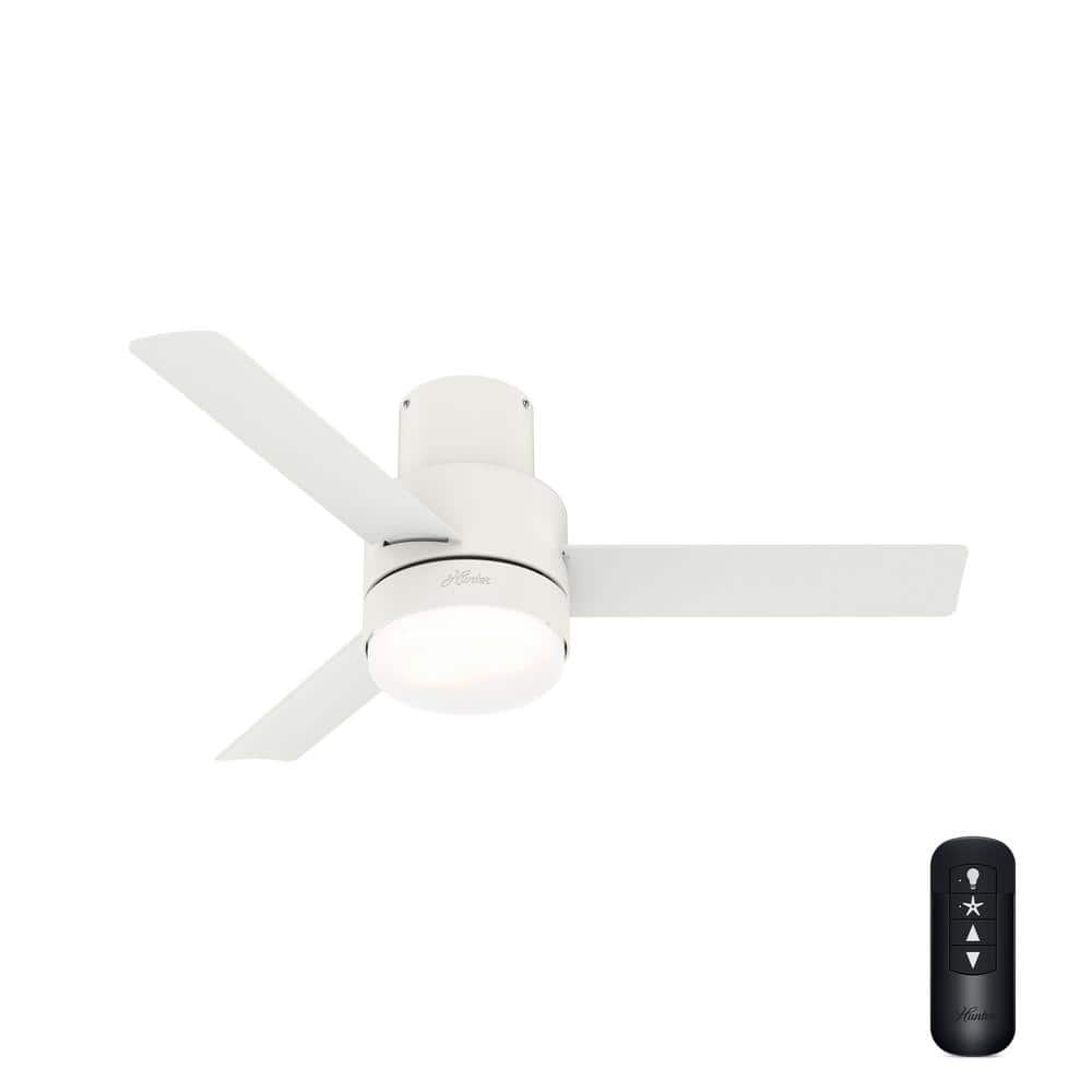Hunter Gilmour 44 in. LED Indoor/Outdoor Matte White Ceiling Fan with Light Kit and Remote 51334 Sansujyuku sansujyuku.com
