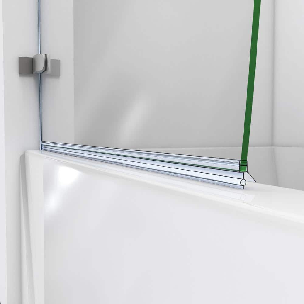 Aqua Uno 60" Clear Tempered Glass Frameless Hinged Tub Door