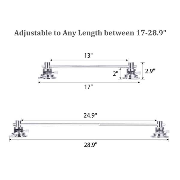 17 in. to 29 in. Extendable Stainless Steel Wall Mounted Towel Bar in Chrome Plating, Suction Cup Towel Bar