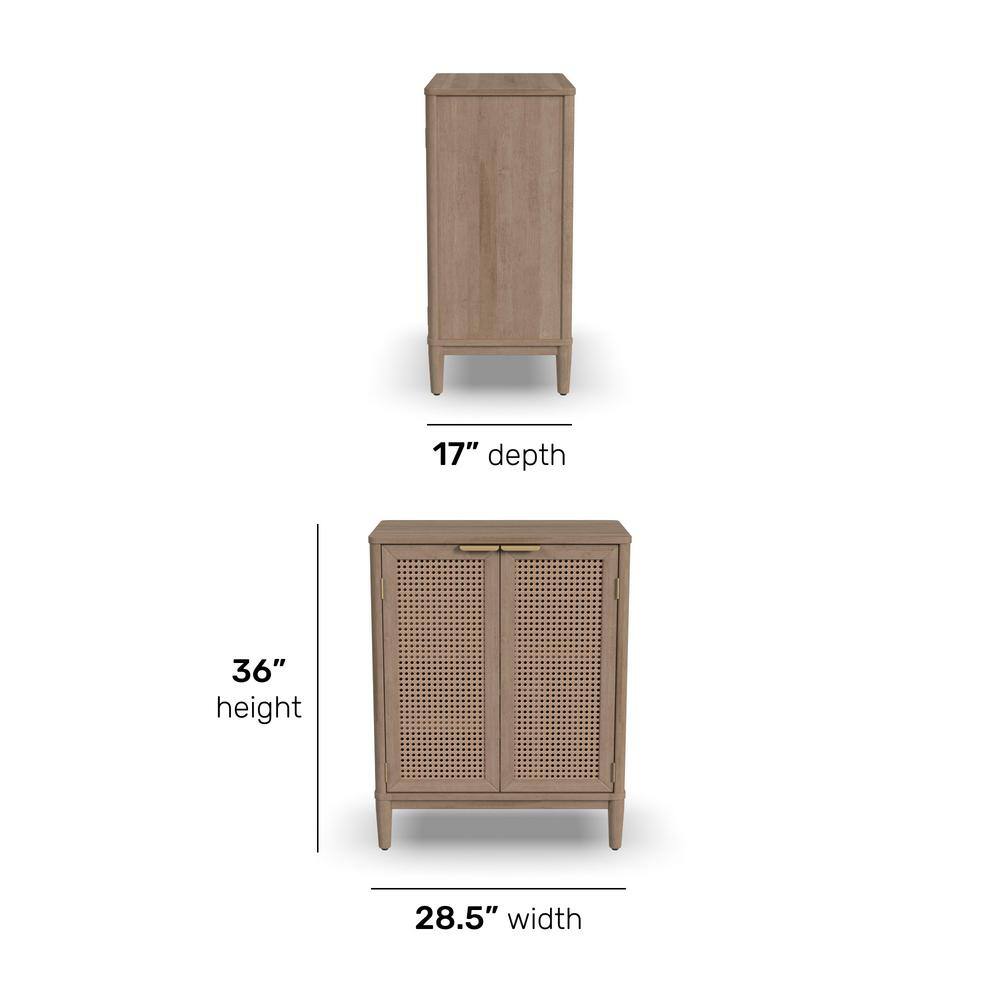 Brentwood Light Oak and Cane Bar Cabinet