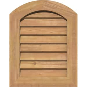 17 in. x 23 in. Round Top Unfinished Smooth Western Red Cedar Wood Paintable Gable Louver Vent