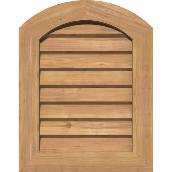 17 in. x 35 in. Round Top Unfinished Smooth Western Red Cedar Wood Paintable Gable Louver Vent