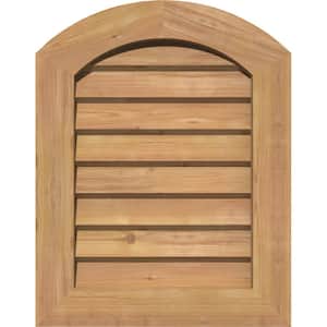 25 in. x 31 in. Round Top Unfinished Smooth Western Red Cedar Wood Paintable Gable Louver Vent