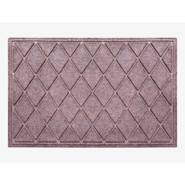 Unbranded A1HC Diamond Classic Brown 24 in. x 36 in. Eco-Poly Scraper Mats with Anti-Slip Fabric Finish and Tire Crumb Backing