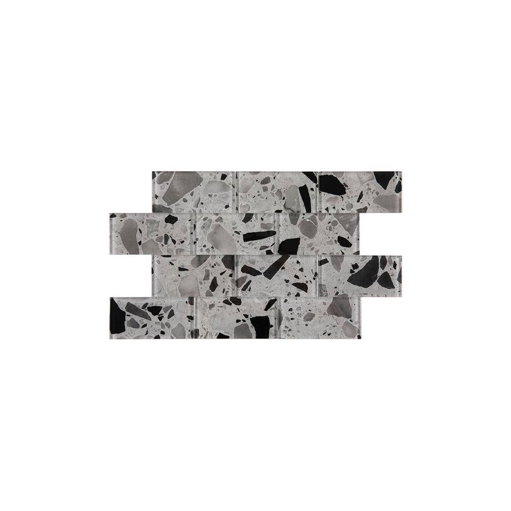 Silver Glass Terrazzo Subway Wall Tile 3'' x 6''
