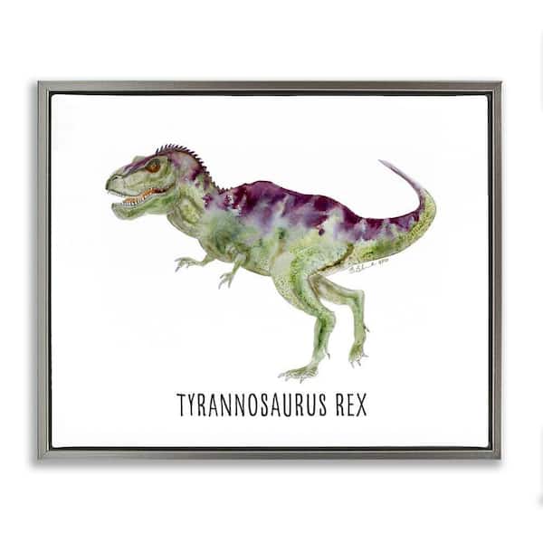 Tyrannosaurus Rex Dinosaur Learning by Brett Blumenthal Gray Floater Frame Animal Graphic Art Print 25 in. x 31 in.