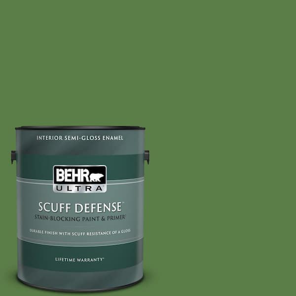 BEHR ULTRA 1 gal. #S-H-430 Mossy Green Extra Durable Semi-Gloss Enamel Interior Paint & Primer