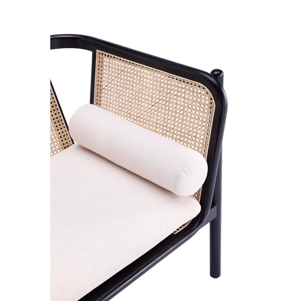 Versailles Barrel Accent Chair in Black & Cream with Rattan Back