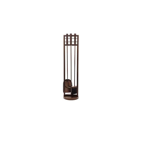 4-Piece Bronze Fireplace Tool Set with Cylinder Handles