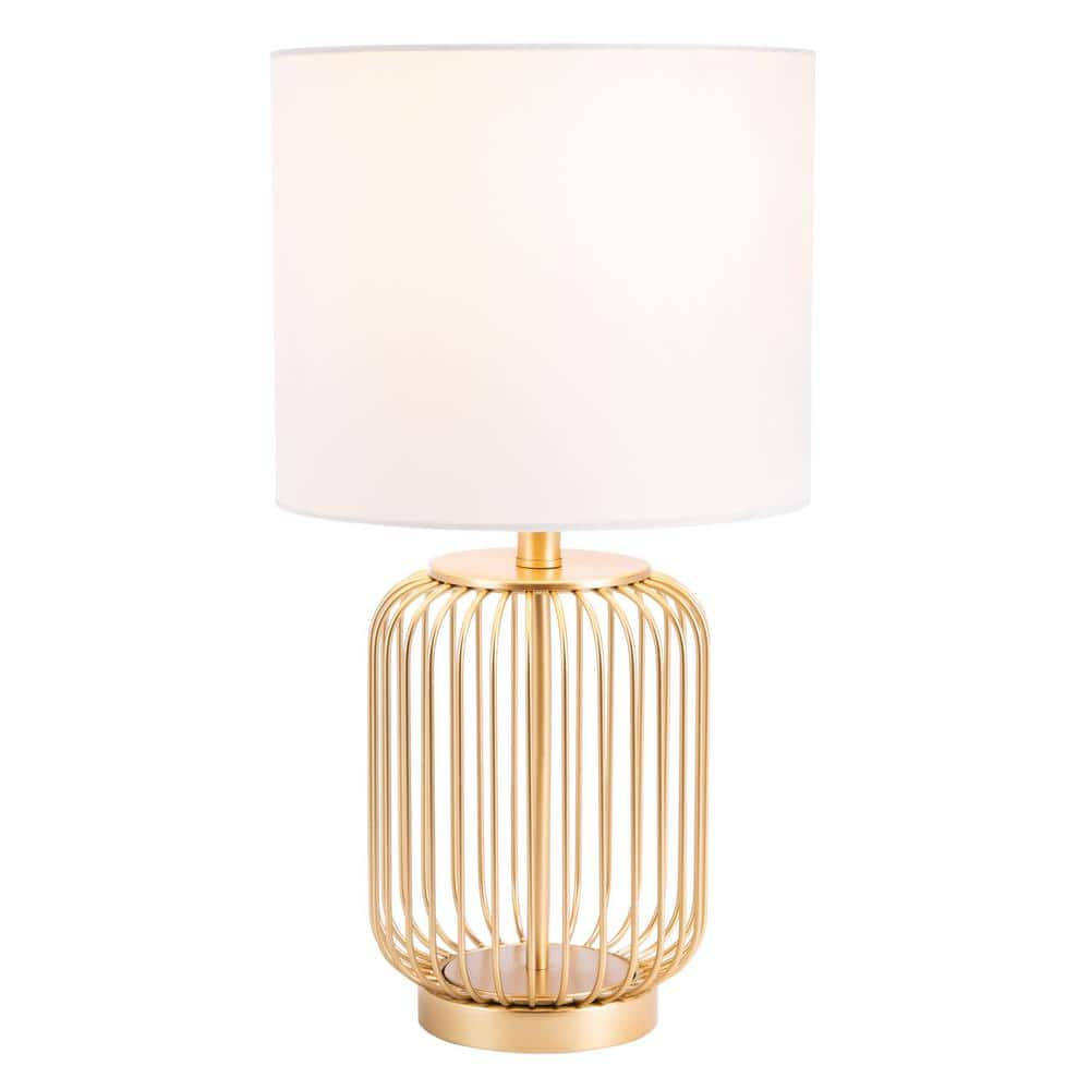 Portlia 21.3" Gold Metal Table Lamp Set with White Shades