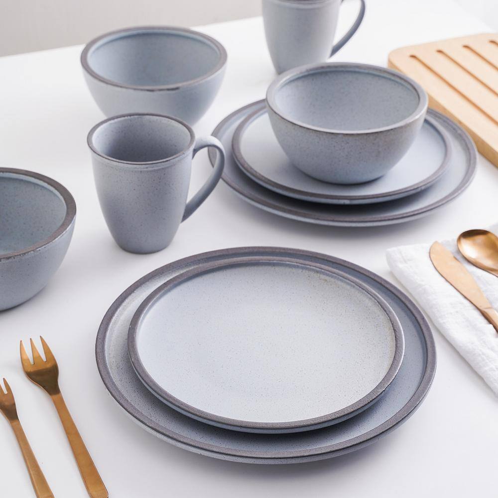 Tina 32-Piece Blue and Grey Ceramic Dinnerware Set, Service for 8