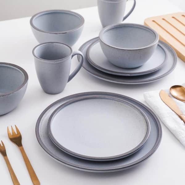 Stone Lain Tina 32-Piece Stoneware Dinnerware Set, Service for 8, Blue and  Grey