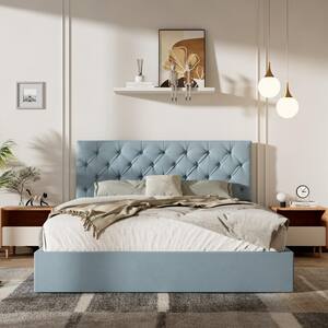 Ahokua Aqua Blue Frame Full Size Upholstered Platform Bed with