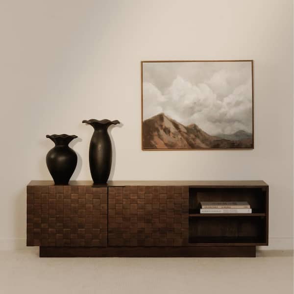 NADAAL STUDIOS Keaton Brown TV Stand Entertainment Center Fits TVs up to 60 in. with Finished Back