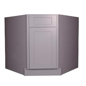 Bremen 36 in. W x 36 in. D x 34.5 in. H Gray Plywood Assembled Corner Sink Base Kitchen Cabinet with Soft Close