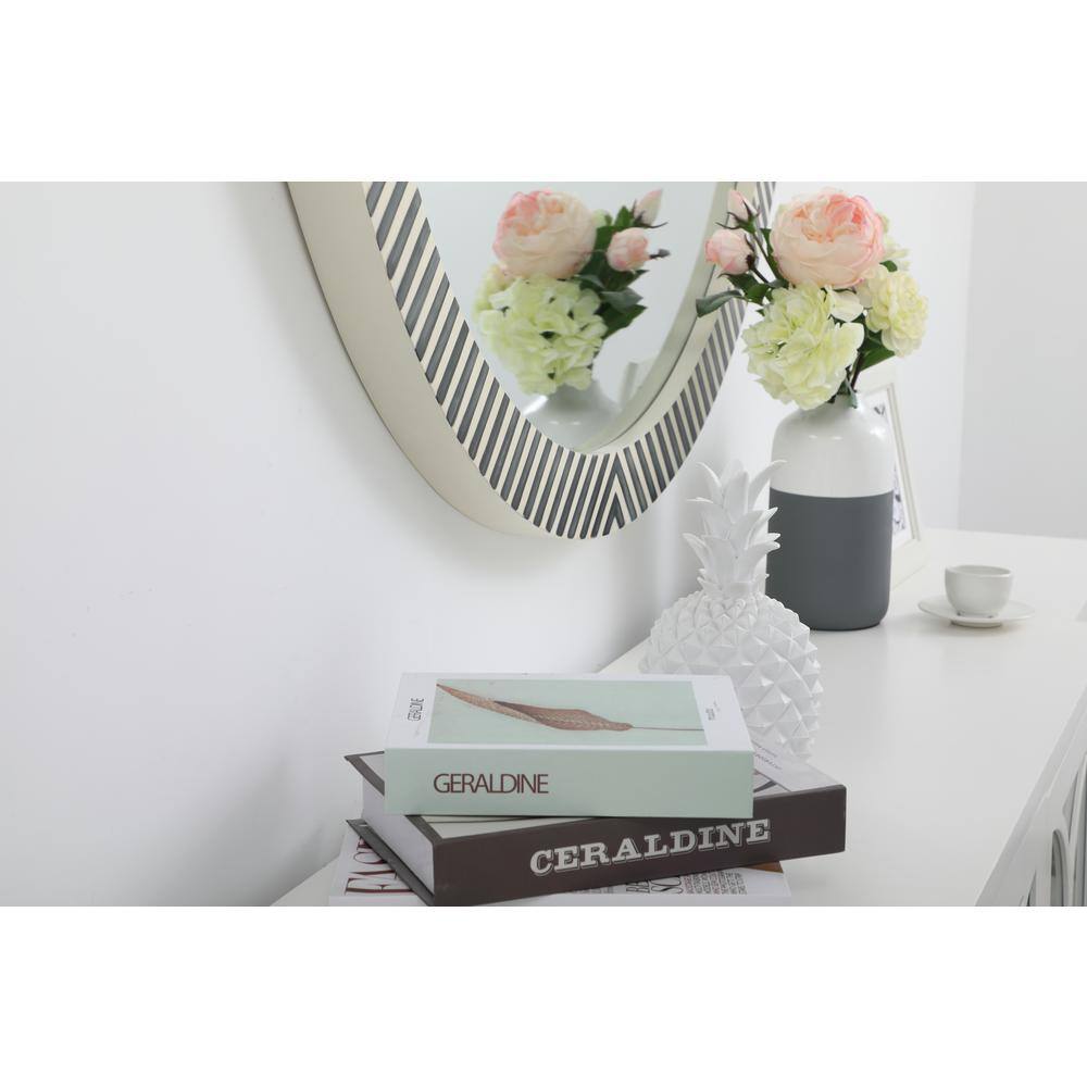 Simone Black and White Wood Round Wall Mirror