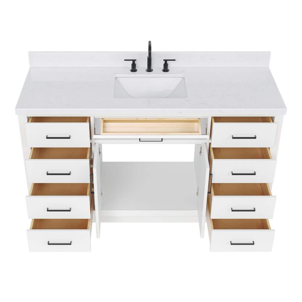 Hepburn 60" White Hardwood Single Basin Vanity Set