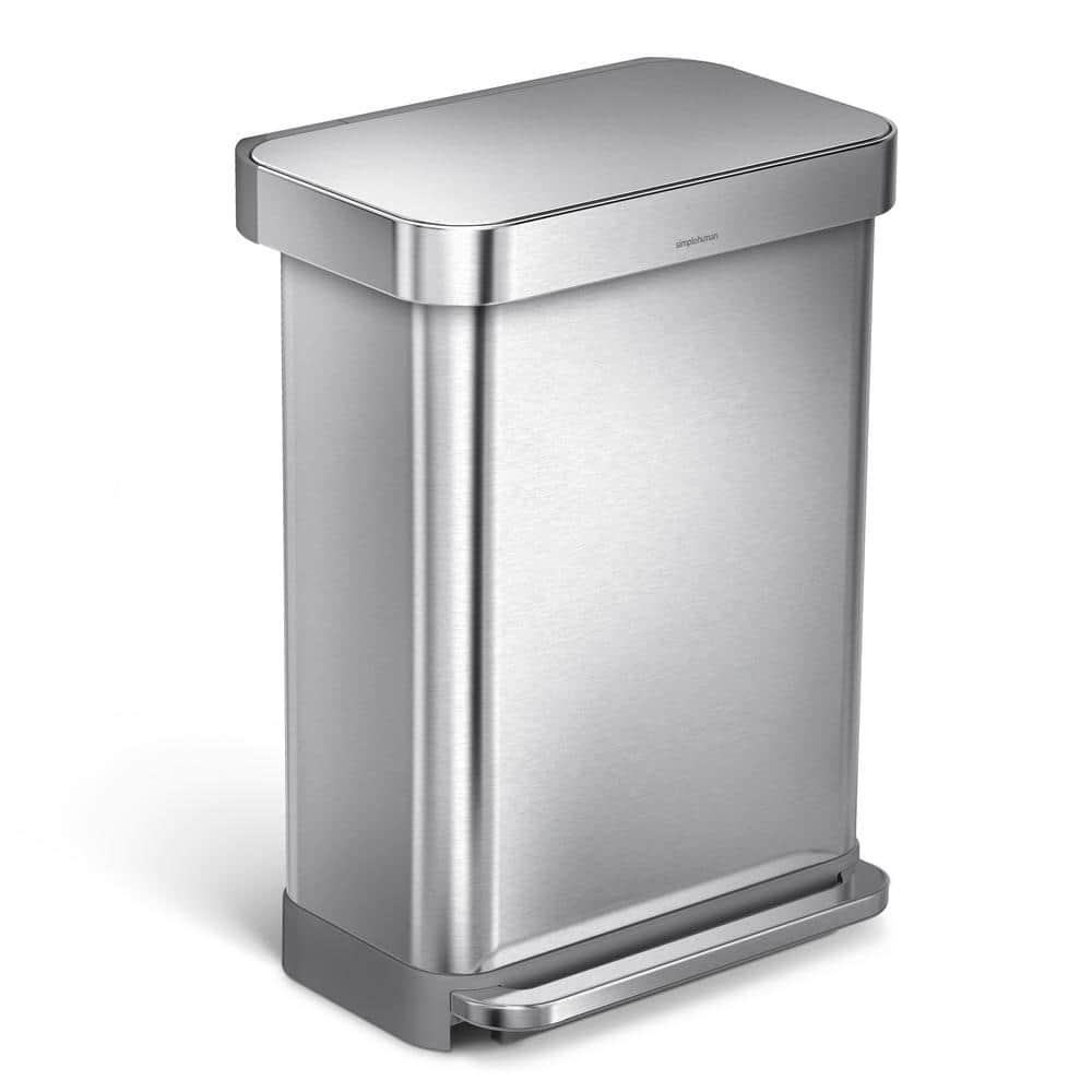 simplehuman 55L Rectangular Step Kitchen Trash Can with Liner