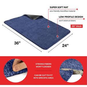 Solid Front Doormat, Super Absorbent. 24 in X 36 in (Blue)