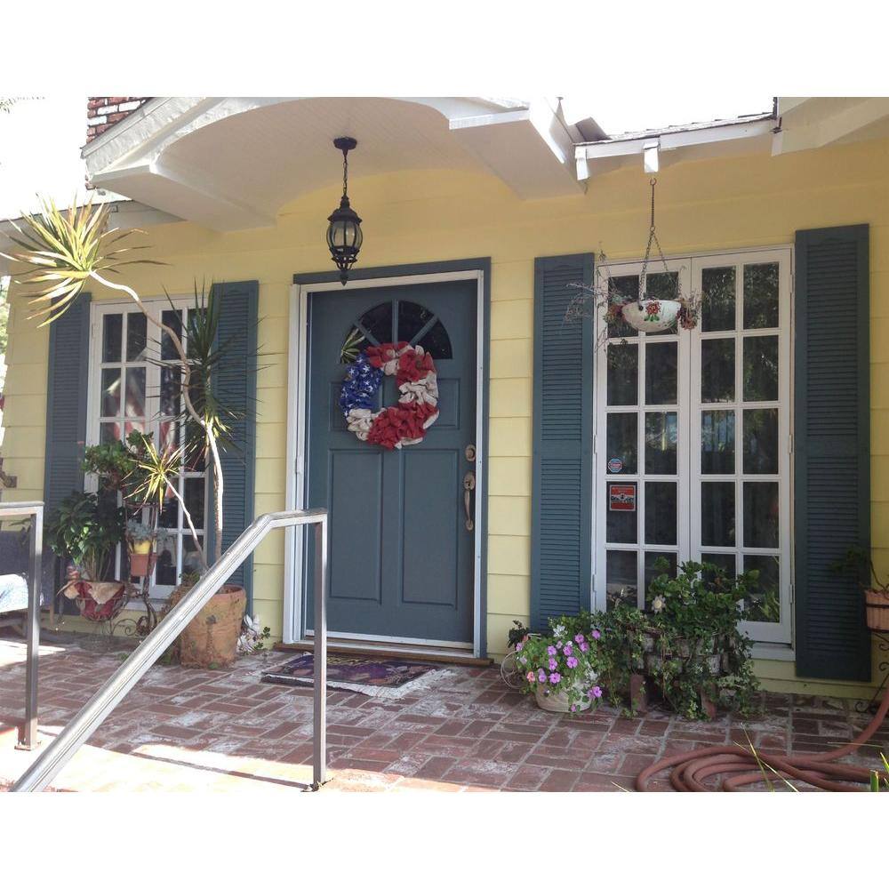Midnight Green Vinyl Open Louvered Shutters, 12"W x 37"H