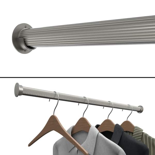 19.5 in. Satin Aluminum Finish Ribbed Hanging Closet Rod for Closet Organization