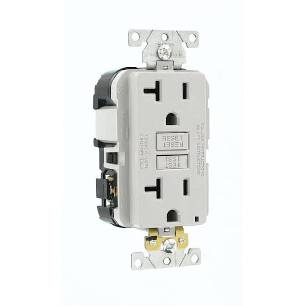 20 Amp Lev-Lok Modular Wiring Device SmartlockPro Industrial Grade GFCI Outlet, Gray MGFN2-GY