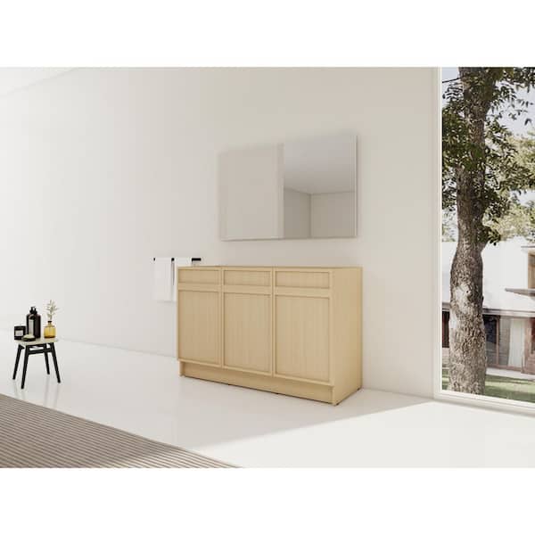 Tempest Modern 46.88 in. Freestanding Bath Vanity Cabinet without Top in Oak Adjustable Shelves