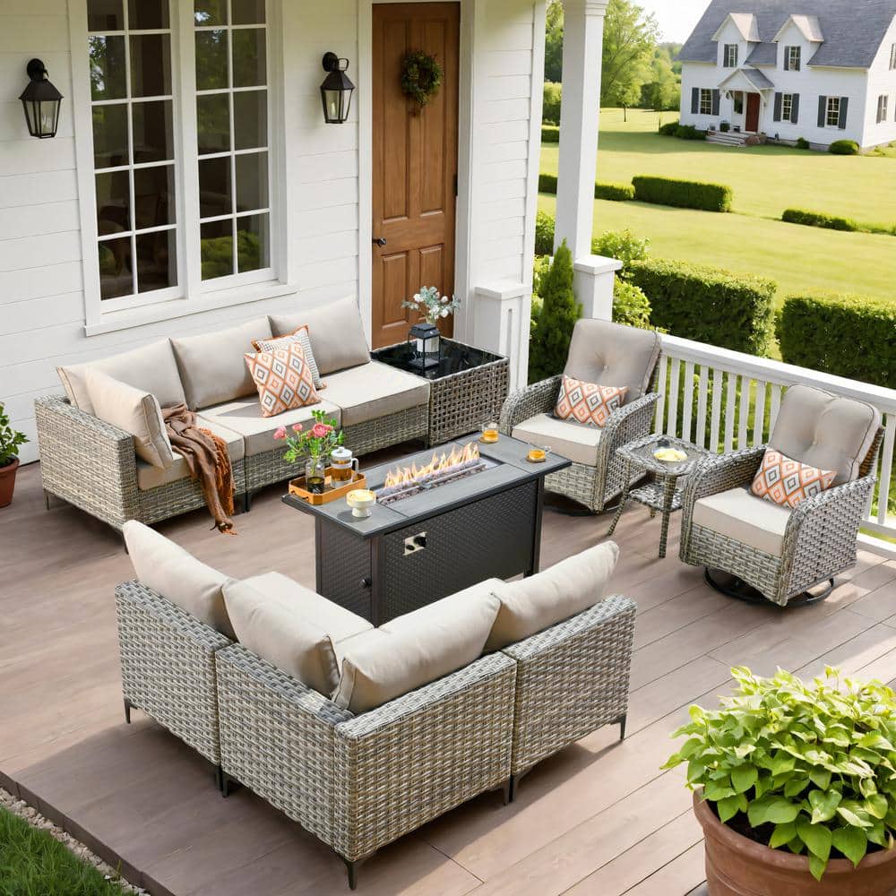 HOOOWOOO Holston 11-Piece Wicker Outdoor Patio Conversation