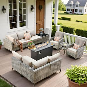 HOOOWOOO Holston 11-Piece Wicker Outdoor Patio Conversation