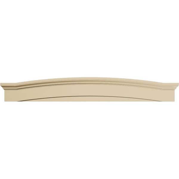 74 in. W x 10-1/2 in. H x 3 in. P Eyebrow Signature Urethane Pediment, Primed Tan