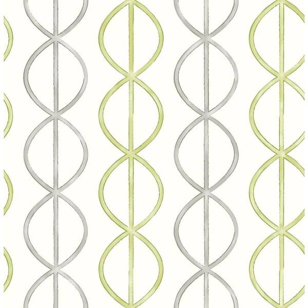 A-Street Prints Banning Stripe Green Geometric Green Wallpaper Sample