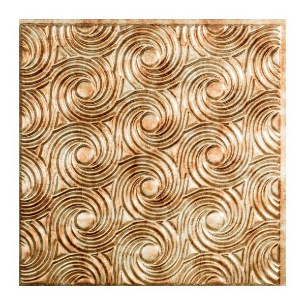 Fasade Cyclone 2 ft. x 2 ft. Glue Up PVC Ceiling Tile in Bermuda Bronze