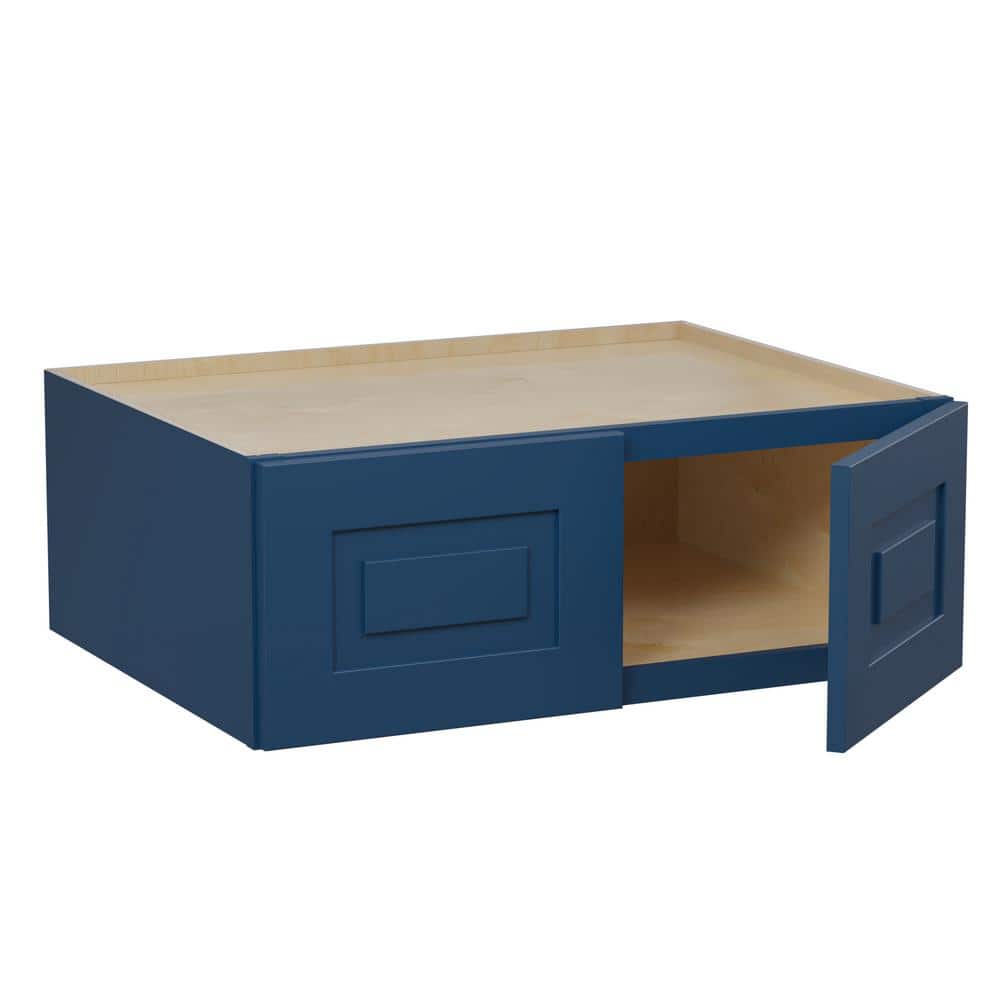 Grayson 30 in. W x 24 in. D x 12 in. H Assembled Plywood Wall Bridge Kitchen Cabinet in Mythic Blue with Soft Close