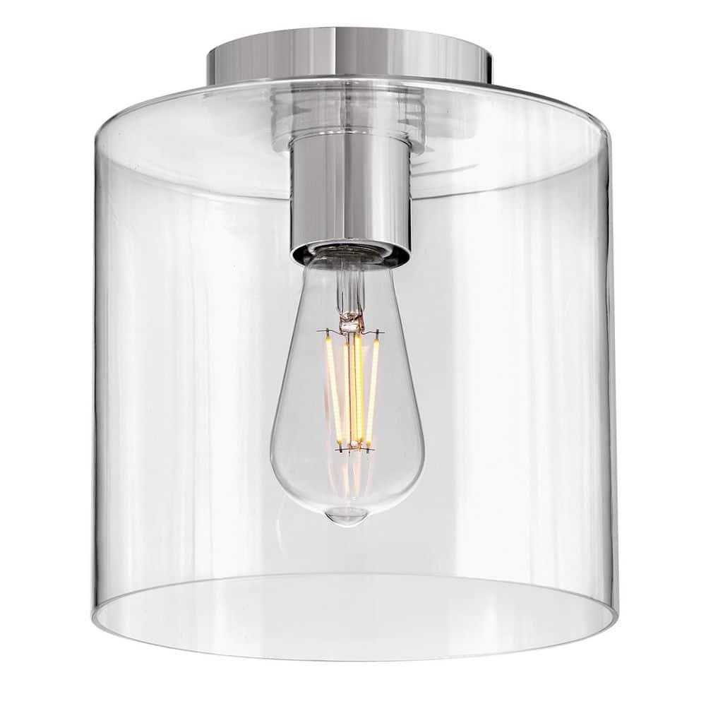 Pippa 8.5" Polished Nickel and Clear Glass Flush Mount Light