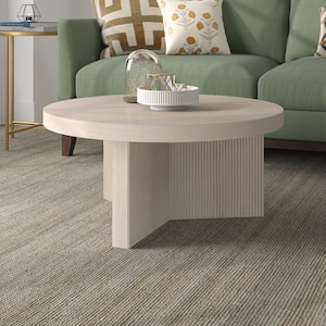 Holm 32 in. Alder White Round MDF Top Coffee Table
