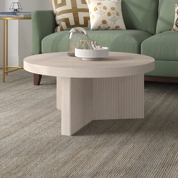 Meyer&Cross Holm 32 in. Alder White Round MDF Top Coffee Table