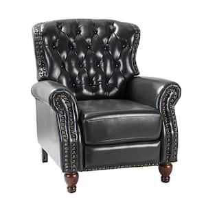 Isabel Black Faux Leather Standard (No Motion) Recliner with Tufted Cushions