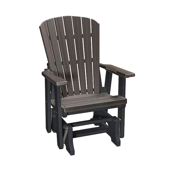 American Furniture Classics Adirondack Series 1-Person Black High Density Polyethylene Plastic Outdoor Glider